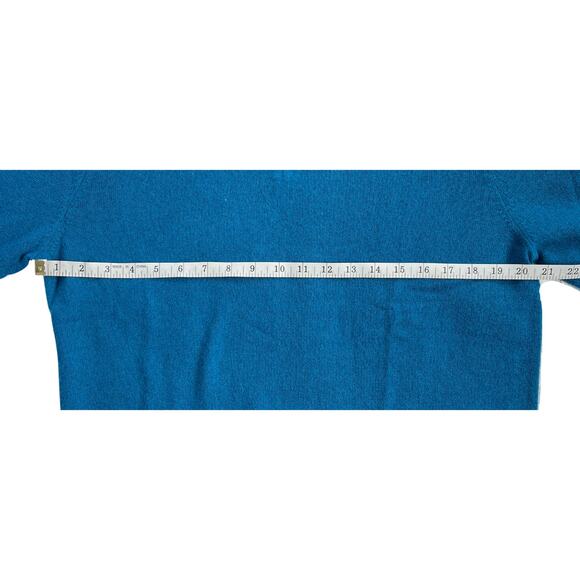 1-33 QI CASHMERE Men's Sweater Zip-Henley Teal 100% Cashmere Large - Picture 14 of 16